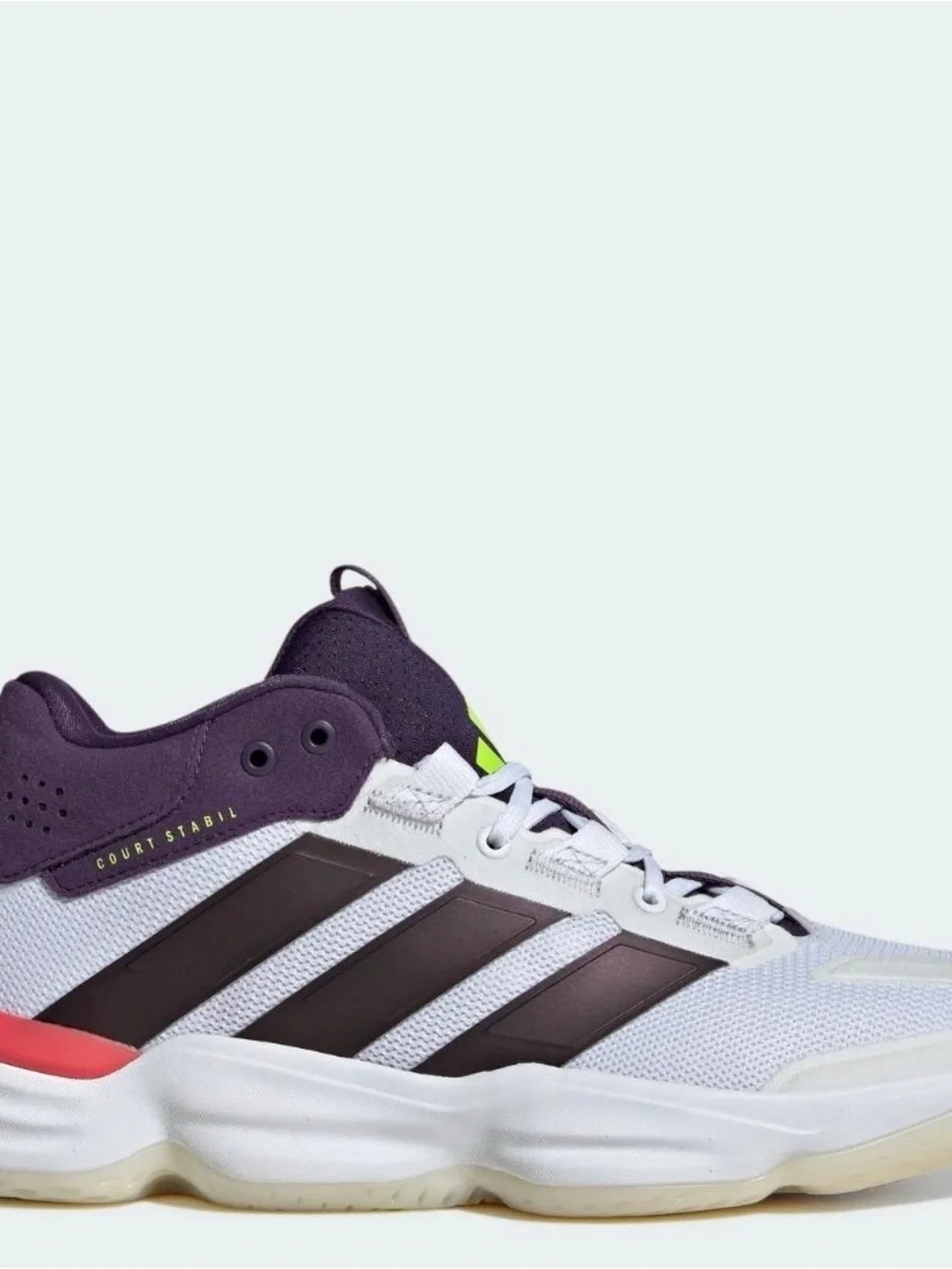 adidas White Purple Black Green Low-Top Court Sneakers